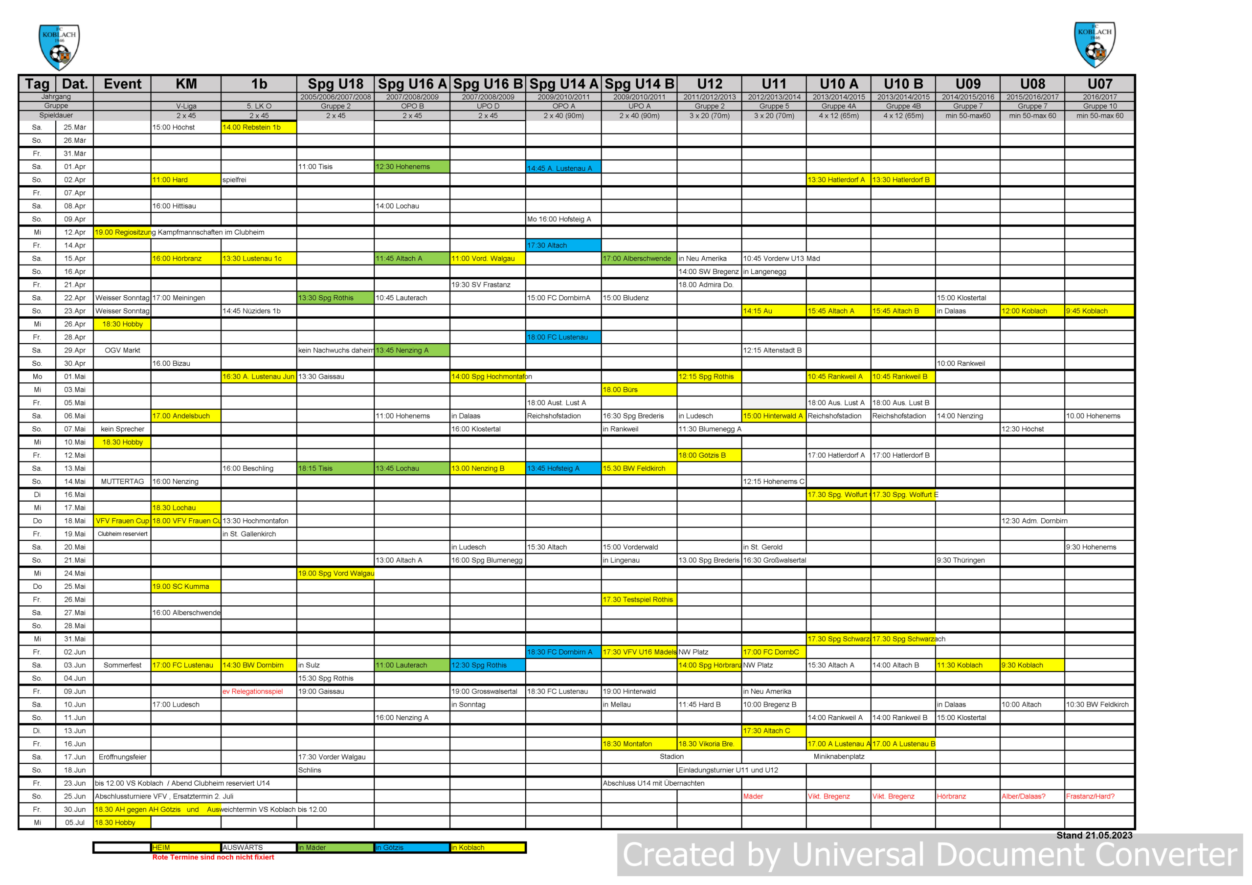 Fck Spielplan Kalender 